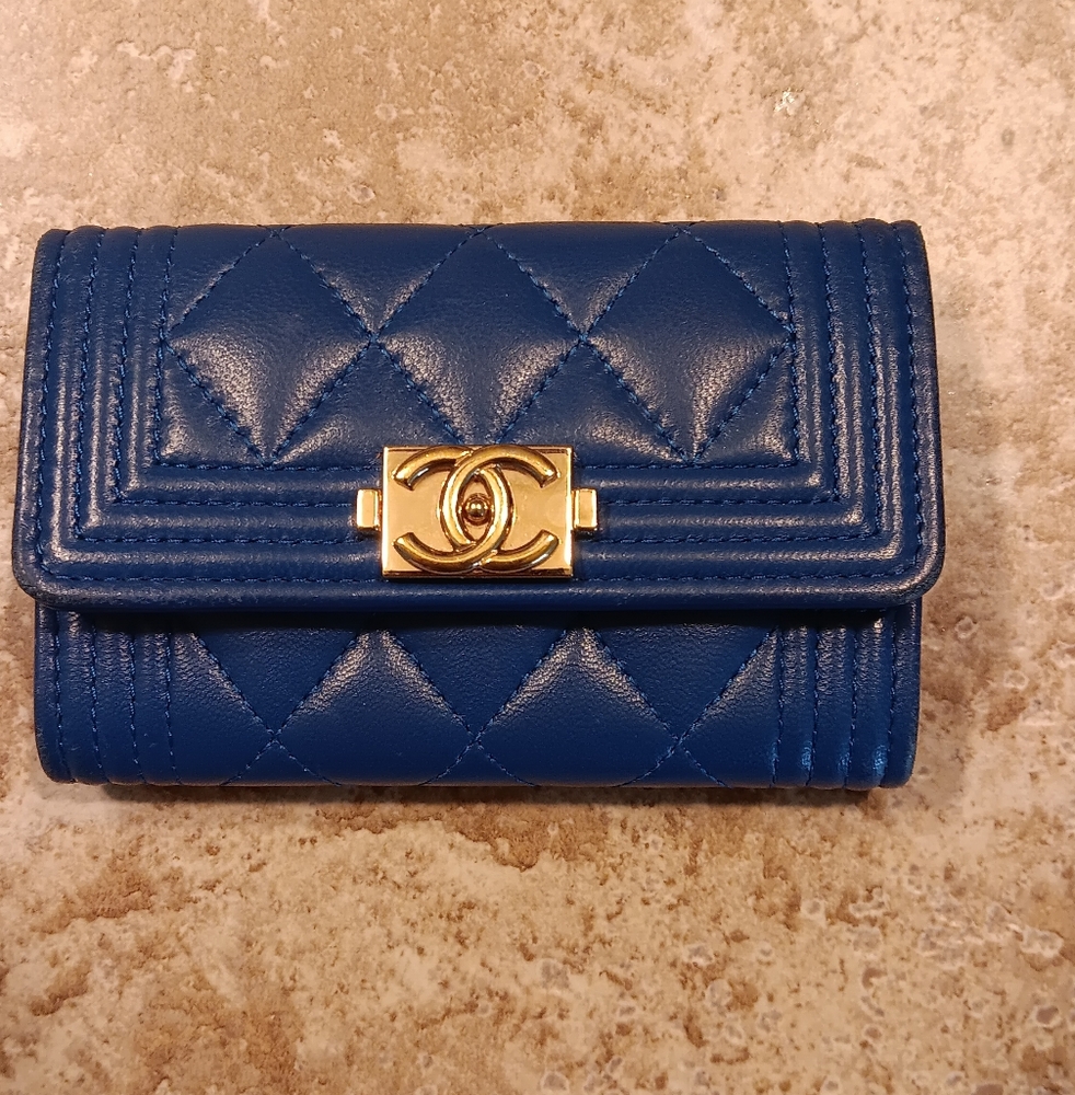 Blue Quilted Leather Wallet